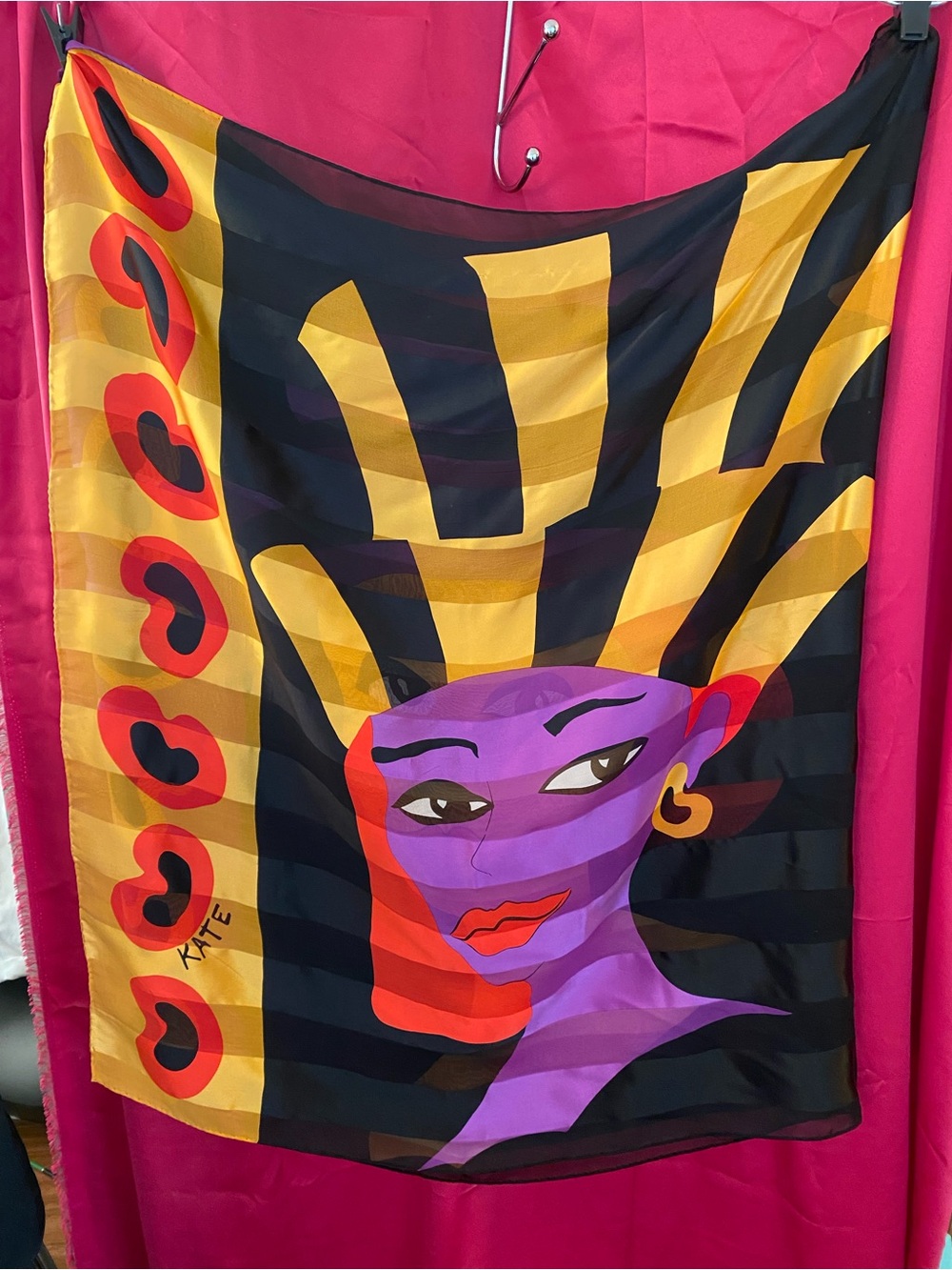 Designer-Inspired Purple & Gold Art Scarf